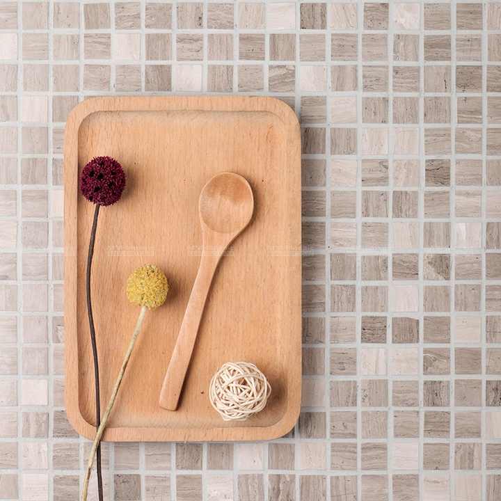 Gạch Mosaic đá cẩm thạch Emperador hình vuông đánh bóng 15x15mm, ốp tường và sàn phòng tắm khách sạn - Daisan Store