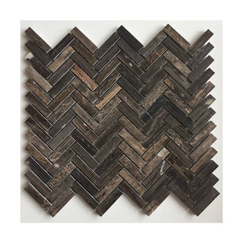 Gạch mosaic đá xương cá 255x280mm 18NS056 - 1248 màu nâu gỗ - Daisan Store