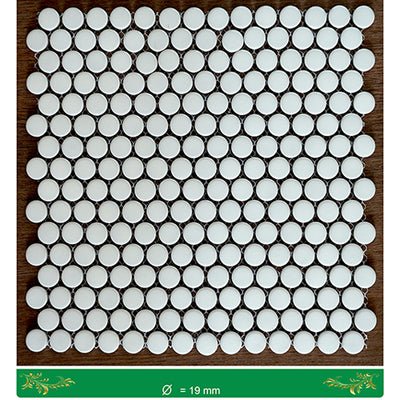 Gạch Mosaic gốm bi tròn trắng mờ NK1915 - Daisan Store