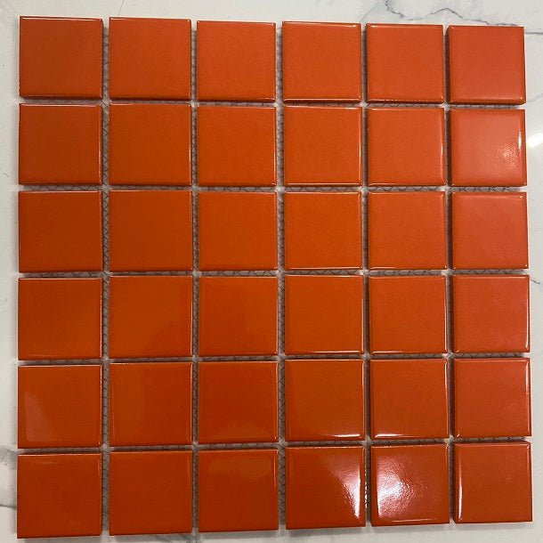 Gạch Mosaic gốm cam trơn bóng KT 48x48mm mã ID5407 - Daisan Store