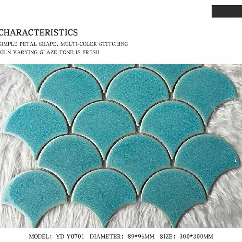Gạch mosaic gốm hình vảy cá 300x300mm YD - Y0701 màu xanh lá cây - Daisan Store
