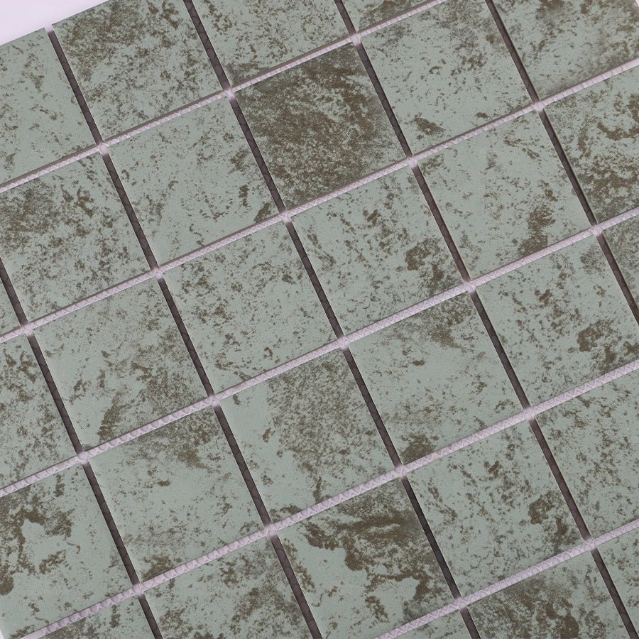 Gạch Mosaic Gốm Sứ Hình Vuông Bluwhale 48x48mm, Mặt Đá Marble Tự Nhiên, Màu Xanh Bali - Daisan Store