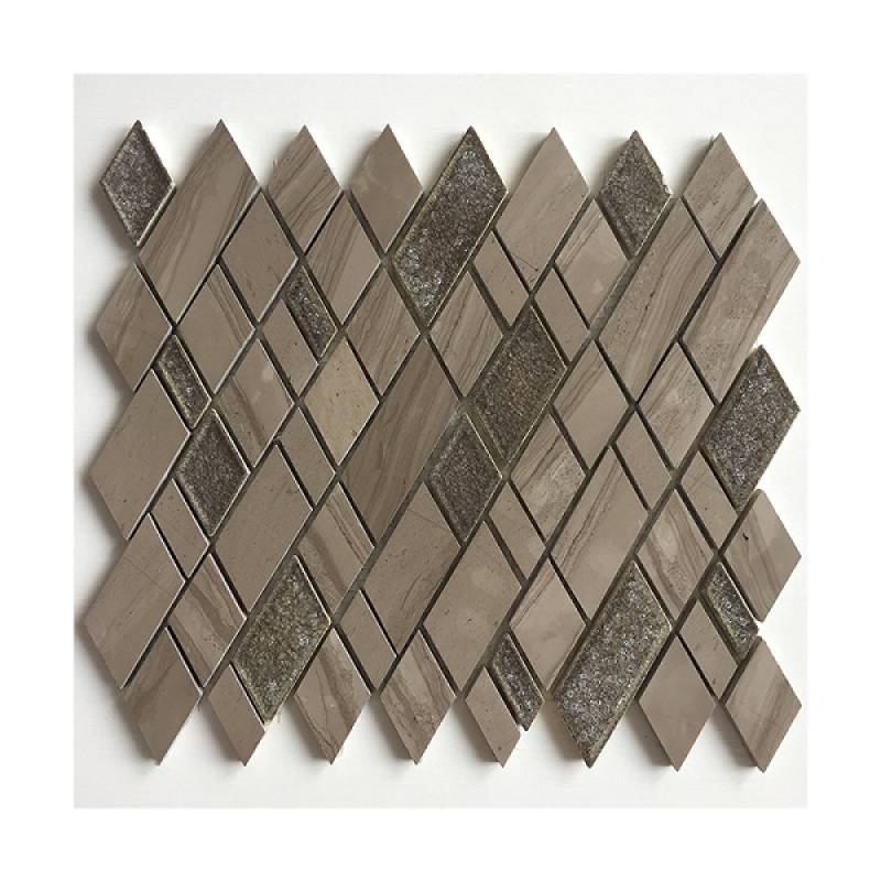 Gạch mosaic hình thoi mix đá 260x300mm màu nâu - Daisan Store