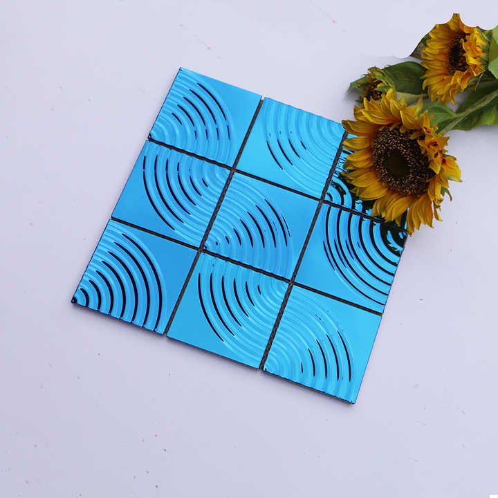 Gạch Mosaic Thép Không Gỉ Màu Xanh 3D Trang Trí Tường - Daisan Store