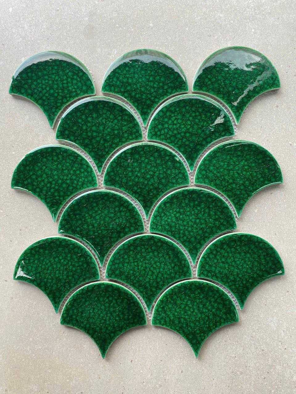 Gạch Mosaic Vảy Cá Men Rạn Xanh Đậm 9507 - Daisan Store
