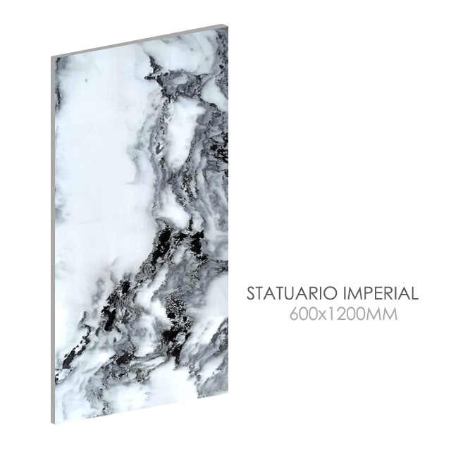 Gạch sứ đánh bóng chống trượt cao cấp 600x1200mm Thiết kế đá cẩm thạch Statuario sang trọng Phong cách hiện đại cho nội thất nhà ở - Daisan Store