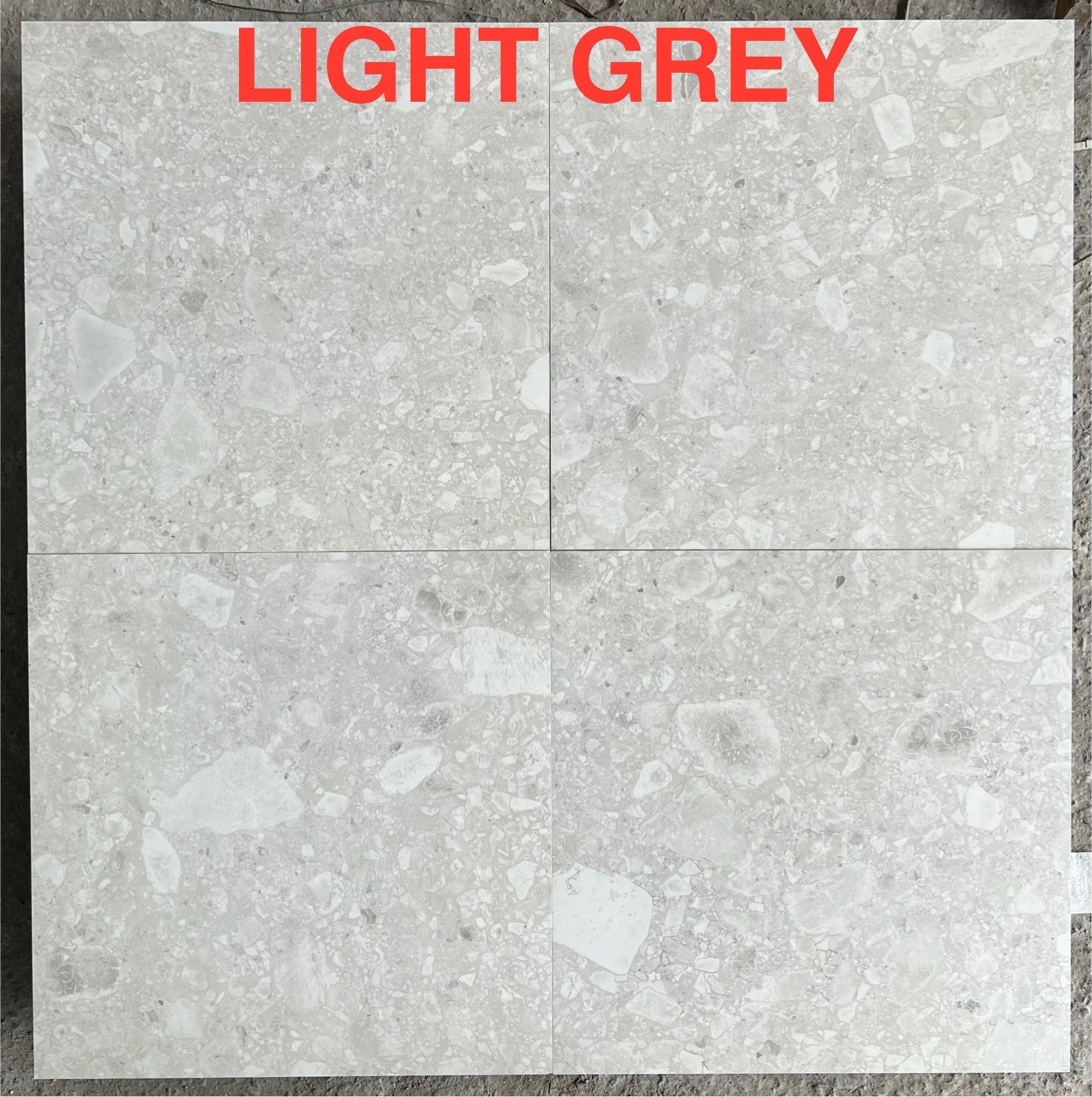 Gạch Terrazzo DSH nhập khẩu Ấn Độ 600x600mm mã Light Grey - Daisan Store