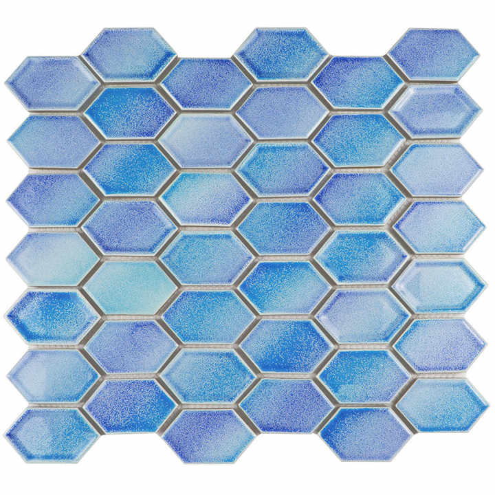 Giá bán Gạch mosaic gốm sứ hình lục giác Blue Designs cho hồ bơi - Daisan Store