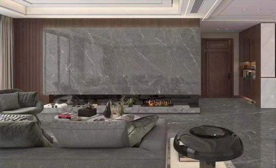 Tấm Đá Nung Kết Khổ Lớn Bóng Vân Đá Cẩm Thạch Sứ Xám Sao - Daisan Store