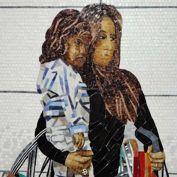 Tranh khảm kính cắt tay họa tiết người trên tường nội thất tùy chỉnh - Daisan Store
