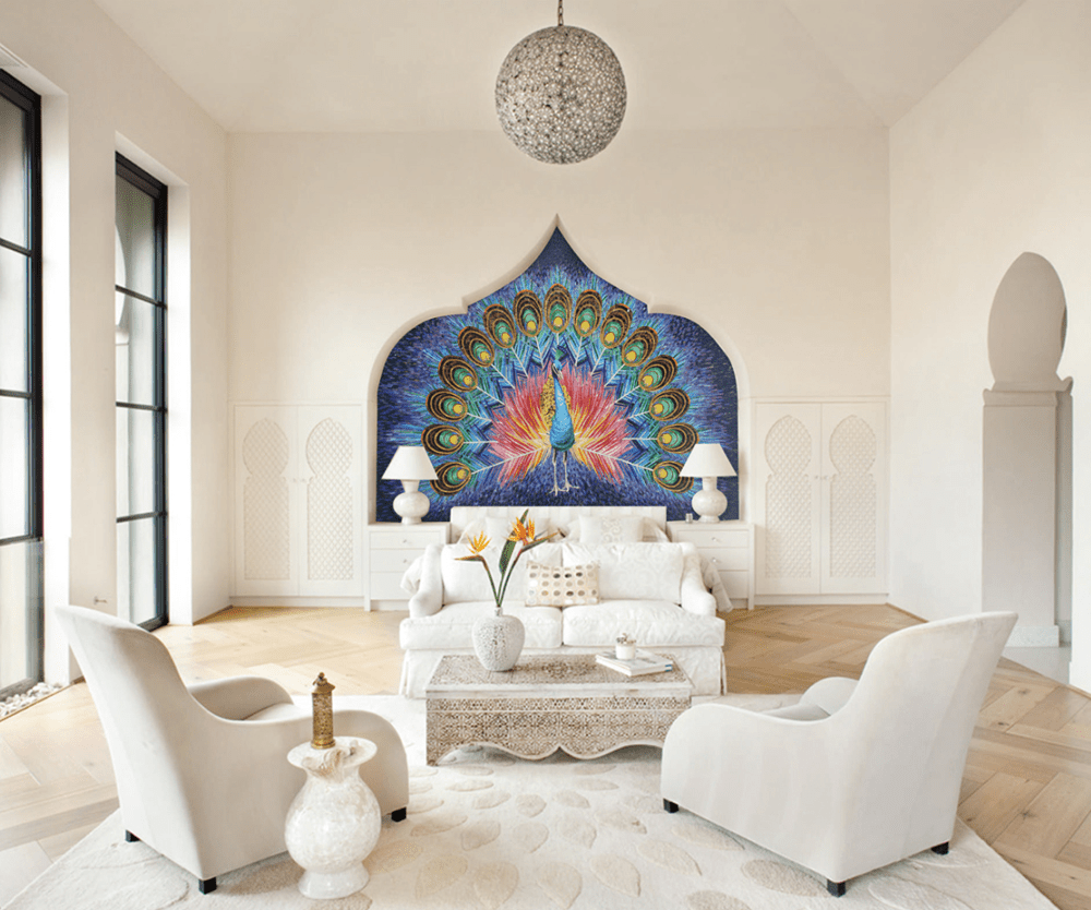 Tranh khảm kính tường Hasin họa tiết mới chim công - Daisan Store