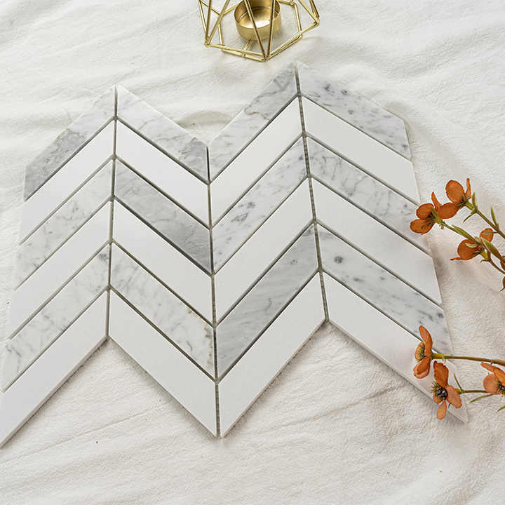 Tự làm đồ trang trí nhà bằng gạch xương cá tự dính ốp tường bằng vật liệu thân thiện với môi trường kết hợp gạch khảm đá cẩm thạch - Daisan Store