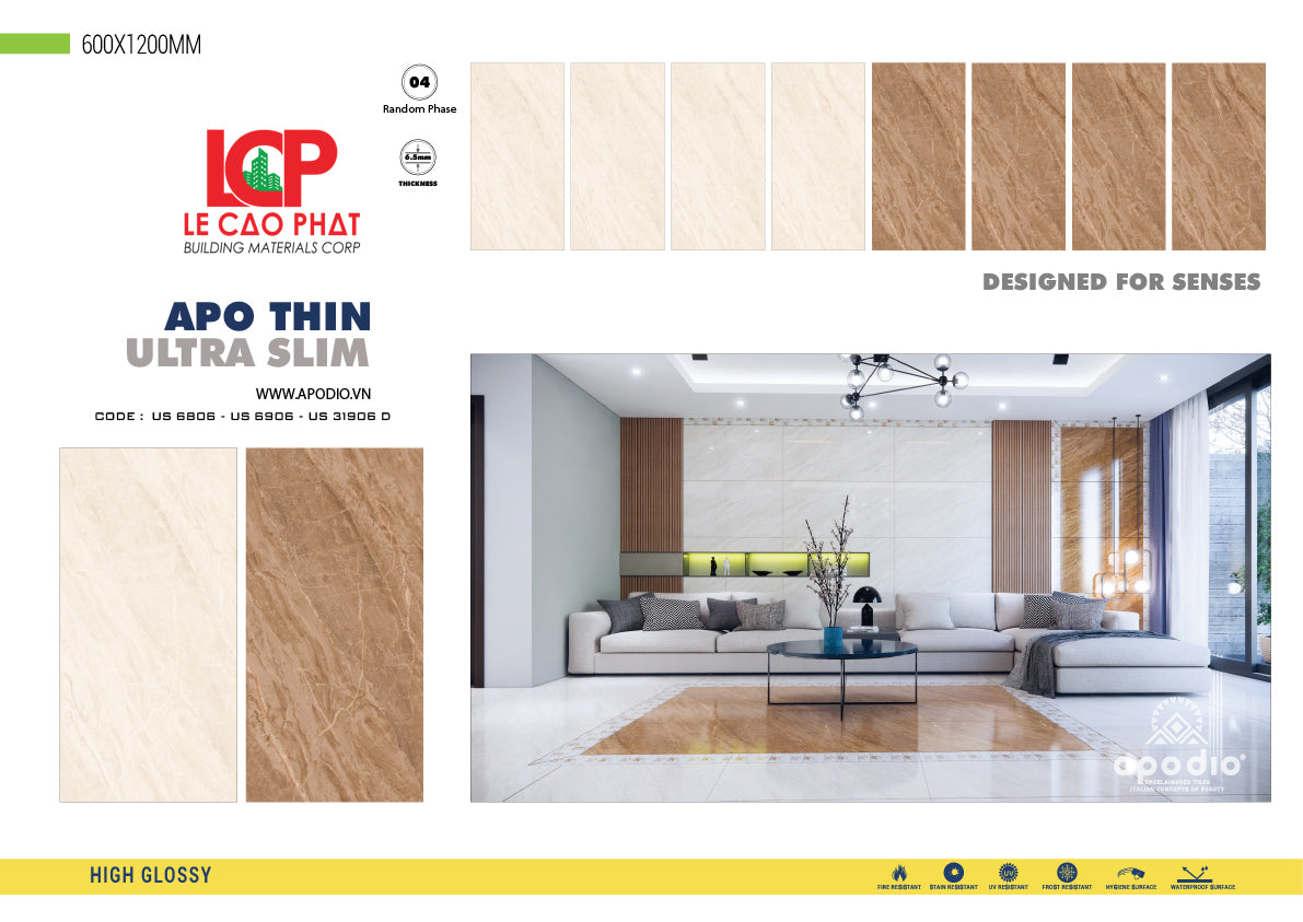 Gạch ốp lát Apodio US 6806 US 6906 US 31906D (598x1198x5.8mm)