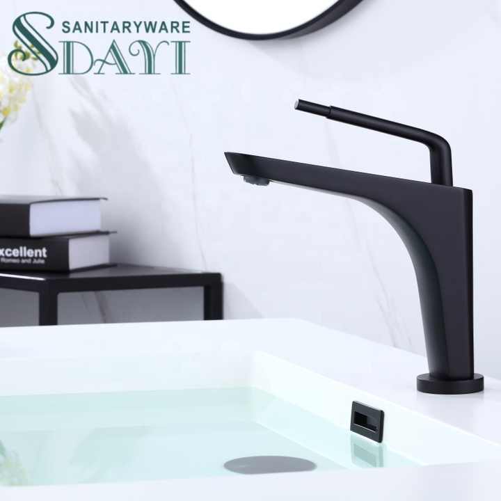 Vòi chậu rửa mặt bằng đồng thau đen kiểu Bắc Âu SDAYI cho phòng tắm, vòi chậu rửa mặt Washromm cho khách sạn - Daisan Store