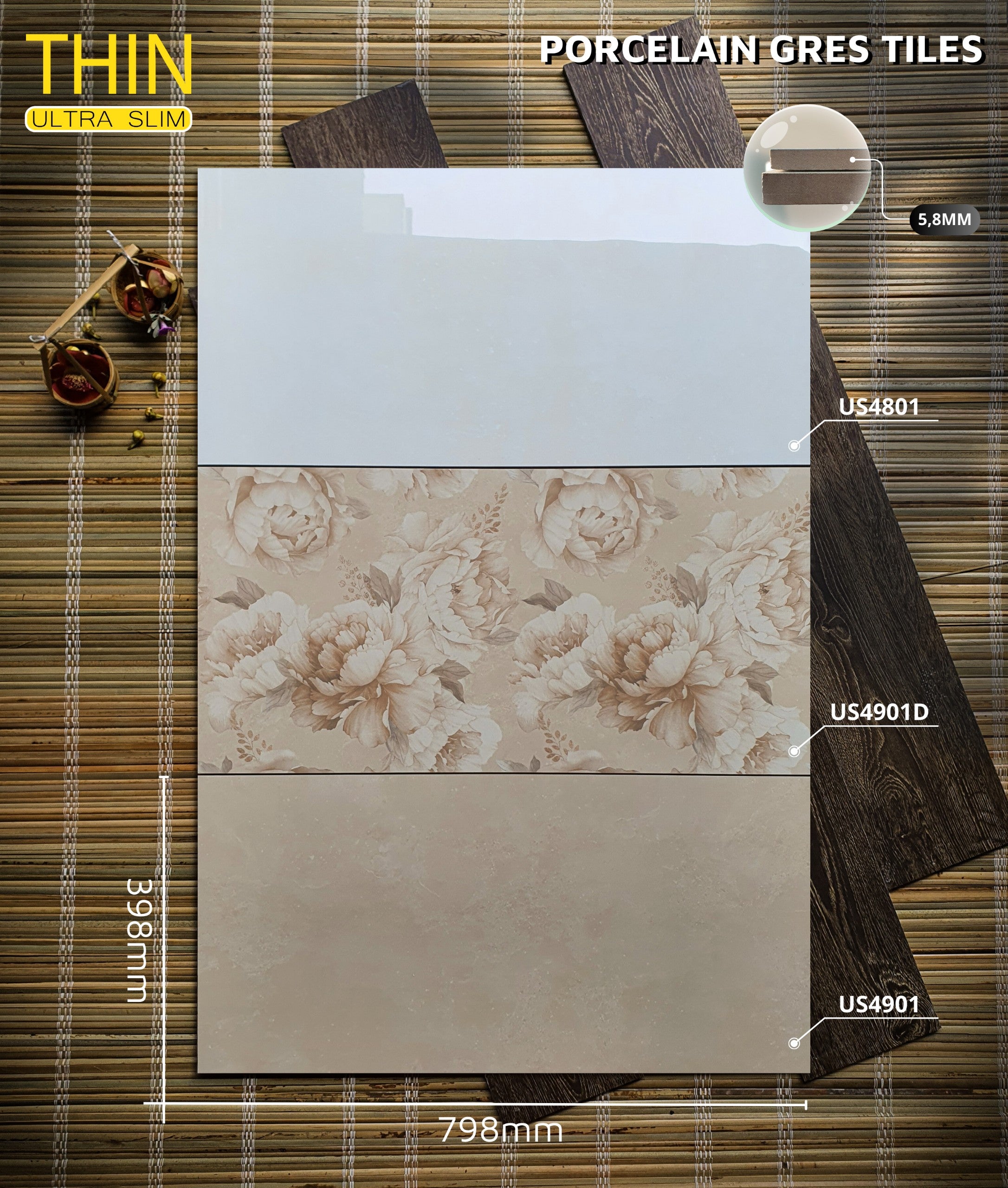 Gạch ốp lát Apodio US 4801 US 4901 US 4901D (398x798x5.8MM)