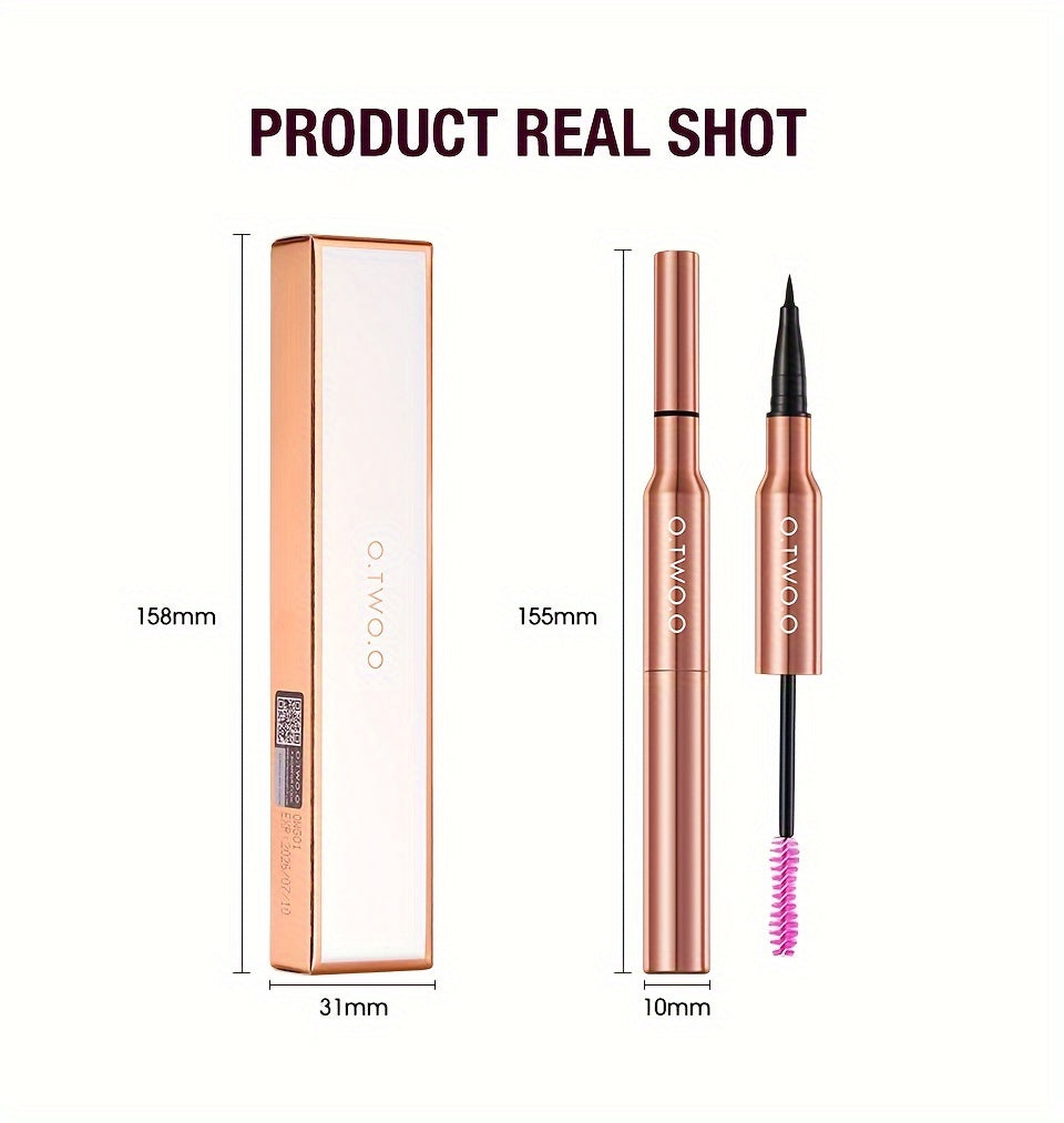 Mascara Eyeliner 2-trong-1 Chống Nước Matte Dày Cong