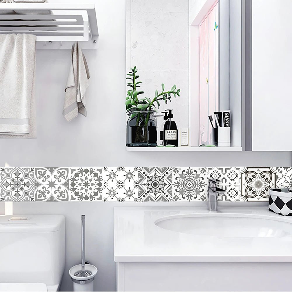 10 Miếng Dán Gạch Hoa Văn Cổ Điển Bề Mặt Mờ Chịu Mài Mòn - Daisan Store