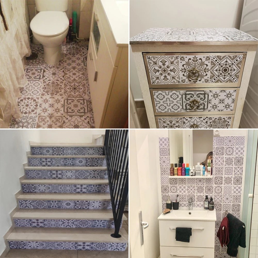 10 Miếng Dán Gạch Hoa Văn Cổ Điển Bề Mặt Mờ Chịu Mài Mòn - Daisan Store