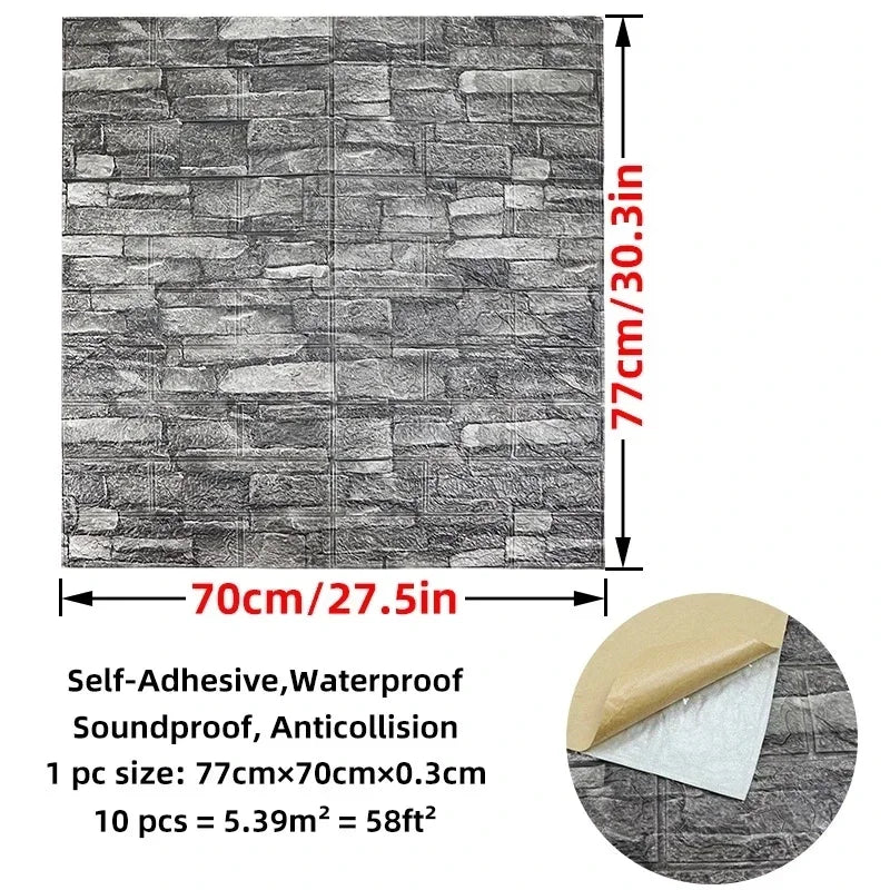 10 Miếng Dán Tường 3D Tự Dính Trang Trí Nhà Phòng Khách - Daisan Store