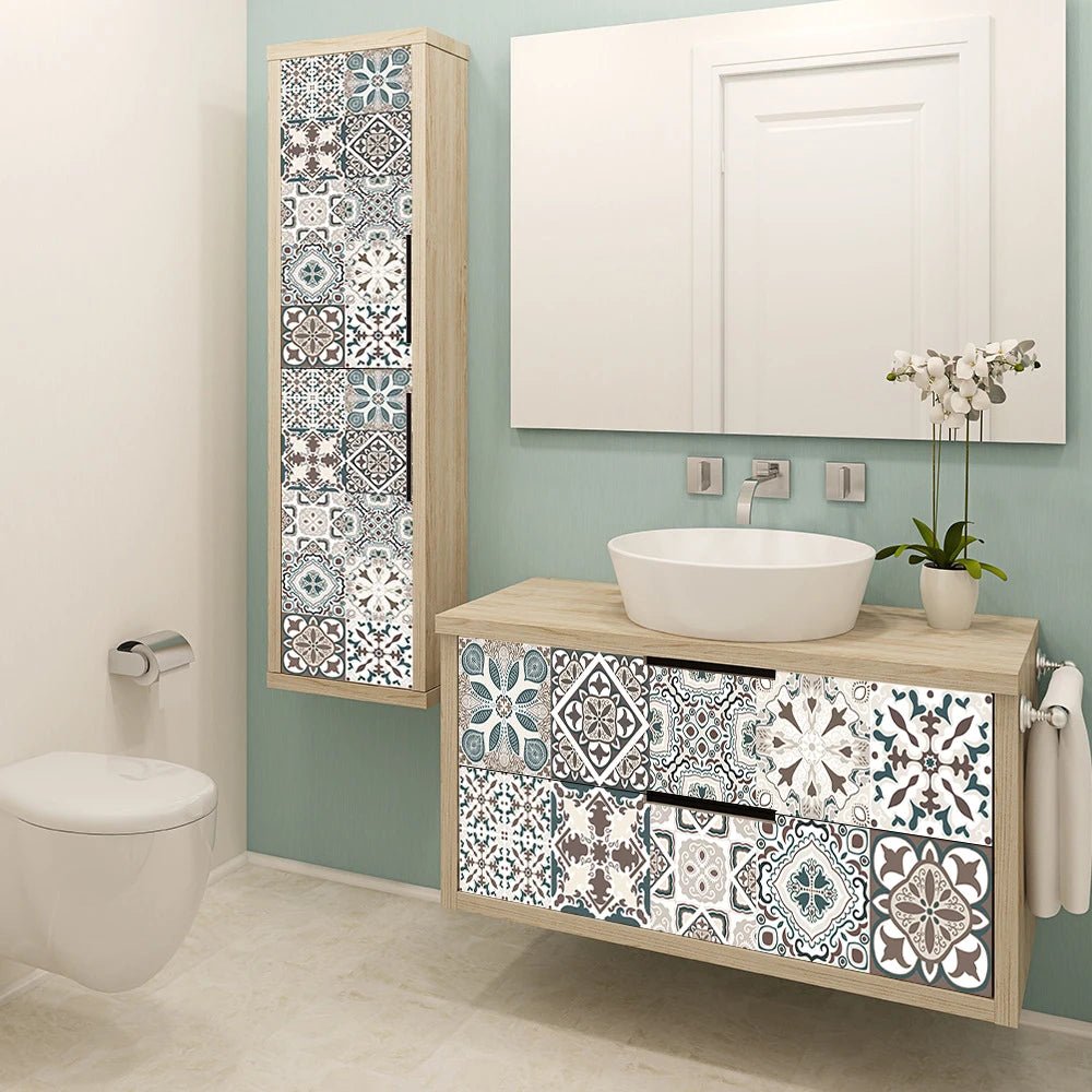 10 Miếng Dán Tường Nhám Màu Xanh Dương Xám Dán Gạch Sàn - Daisan Store