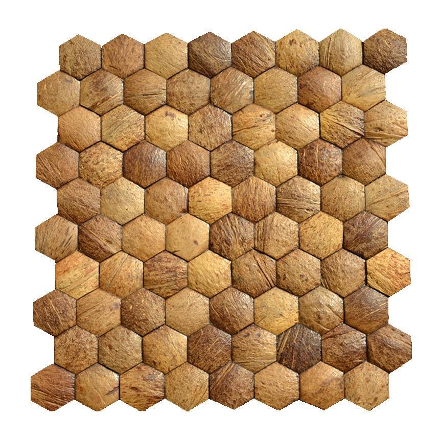 Gạch mosaic dừa hình vuông tự nhiên làm thủ công ốp tường trang trí