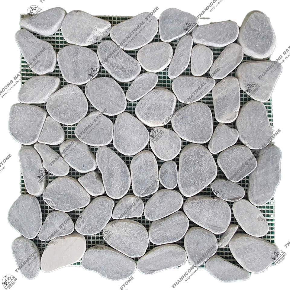 Modern Grey Pebble Natural Stone Mosaic Floor Tile Black Decorative Pattern for Interior Walls for Kitchen Living Room Villas