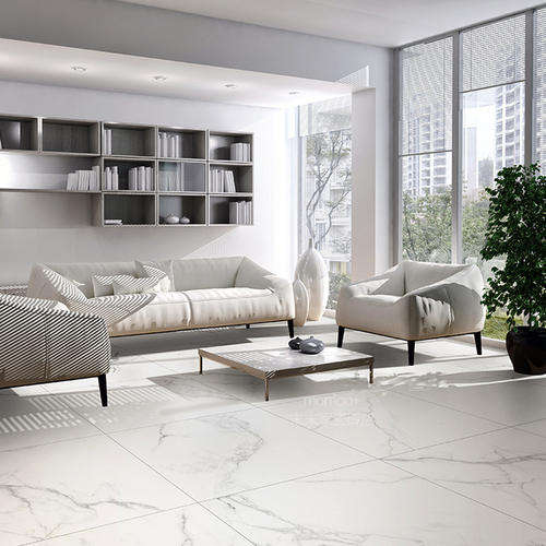 Gạch Ốp Tường 3D Giả Đá Cẩm Thạch Calacatta Vàng Kích Thước Lớn 60x60 Cho Phòng Khách