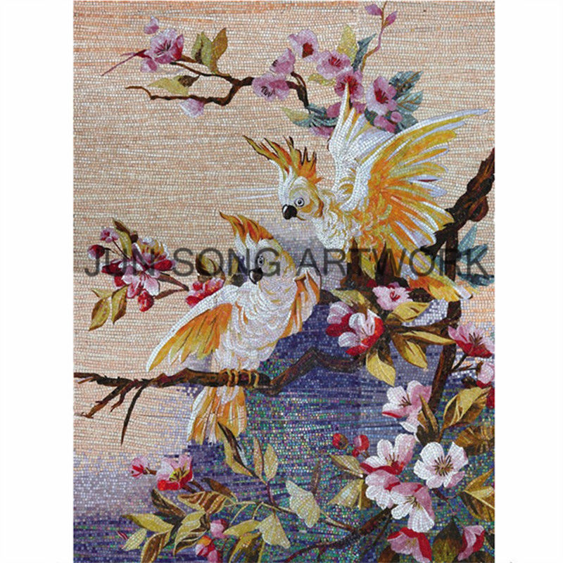 JS MFL-TR17 Gạch Mosaic Thủy Tinh Thủ Công Họa Tiết Tranh Mosaic Hoa Chim