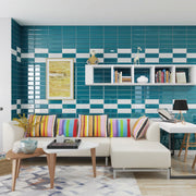 Gạch ốp tường phòng tắm men gốm mẫu mới màu xanh dương 4*8 Inch 100*200mm