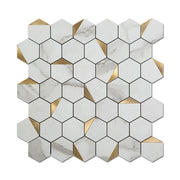 Gạch dán tường Mosaic hình lục giác trắng tự dính bằng nhựa composite nhôm