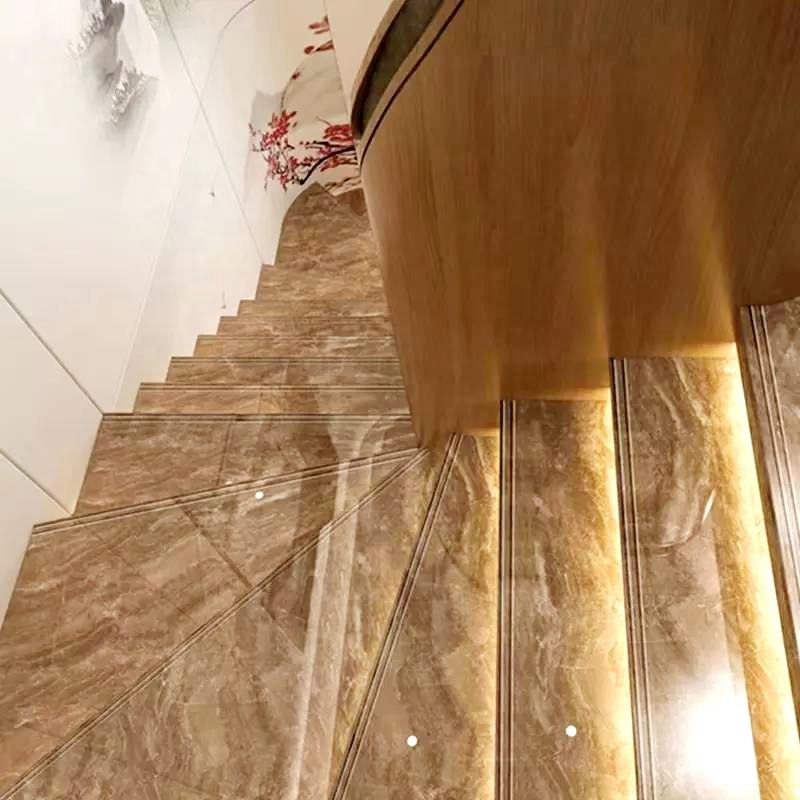 Gạch lát bậc cầu thang sứ chống trượt ngoài trời thiết kế mới 120x30