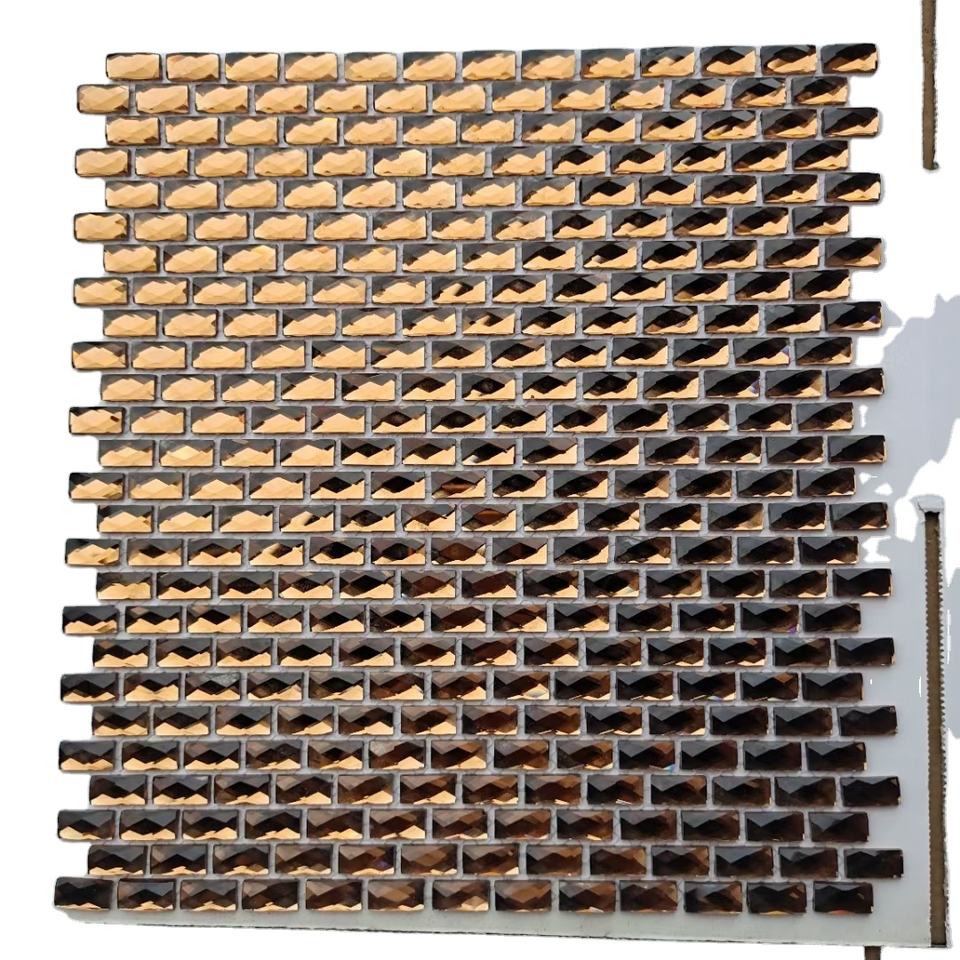 Gạch kính mosaic pha lê vàng óng Gạch mosaic kính gương màu vàng Giá xuất xưởng