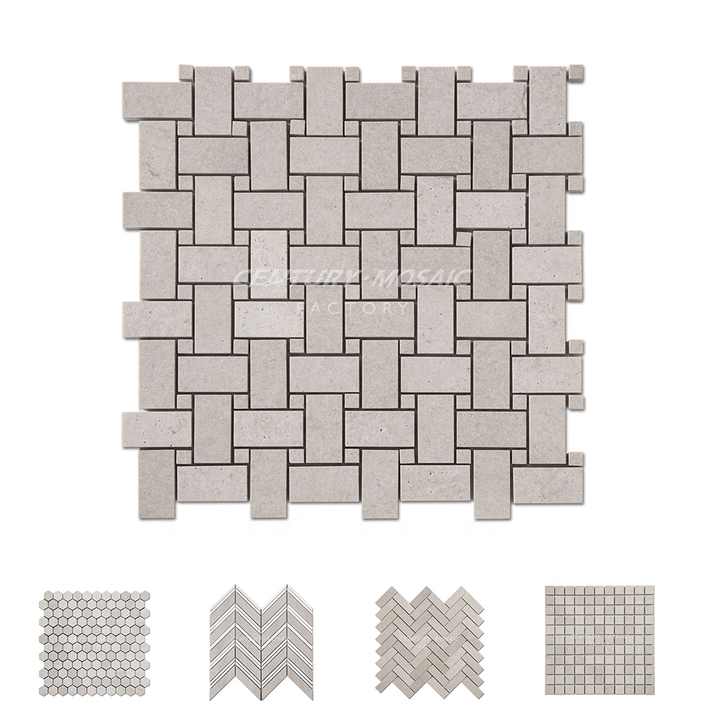Gạch Mosaic Đá Travertine Màu Kem Sáng Dùng Trang Trí Nhà