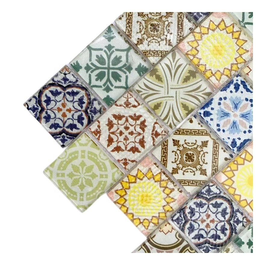 Gạch Mosaic Thủy Tinh Kiểu dáng in phun Phong cách Bohemian