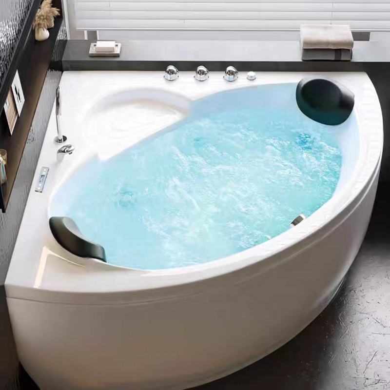Bồn tắm spa nước nóng góc Acrylic mát-xa xoáy nước màu trắng dành cho 2 người