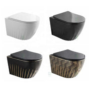 Bồn cầu treo tường không vành gốm sứ trắng đen mới