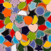 Gạch Mosaic Gốm Sứ Đa Sắc Màu Hỗn Hợp, Nhiều Hình Dạng (Sao, Trăng) Dành Cho Thủ Công Trẻ Em Chủ Đề Mặt Trăng, 100g
