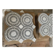 Soulscrafts Gạch Mosaic Đá Cẩm Thạch Carrara Hình Tròn Đồng Xu Màu Trắng Hiện Đại và Tấm Đá Dolomite Đánh Bóng