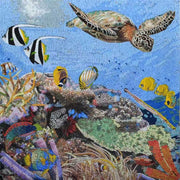 Tranh khảm thủy tinh nghệ thuật rùa biển trang trí phòng tắm cao cấp