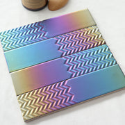 Gạch 3D ốp tường gốm kiểu subway tráng men mạ điện màu vàng kim