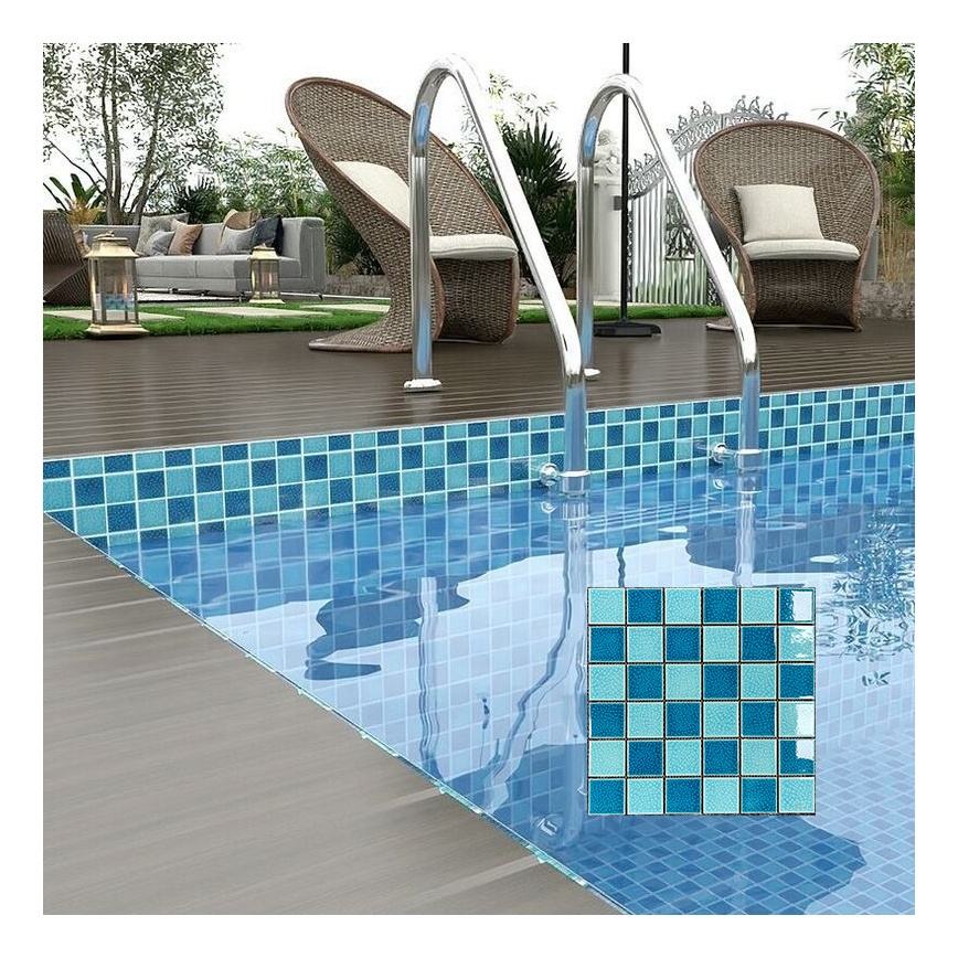Gạch ốp lát hồ bơi gốm sứ mosaic màu xanh phối màu giá rẻ để bán