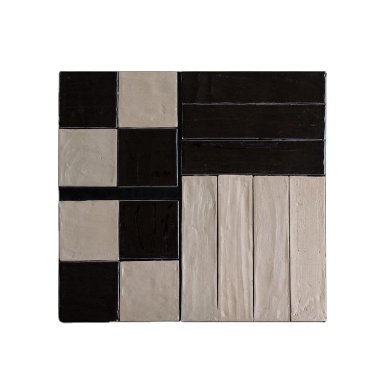 Gạch ốp tường thủ công Ma-rốc trắng vàng 4x4 inch cho bếp và phòng tắm, gạch trang trí kiểu tàu điện ngầm cho khách sạn, gạch Zellige đen cho nhà hàng