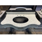 Mặt bàn và bồn rửa bếp đá nung kết vân cẩm thạch trắng kiểu đá ốp tường