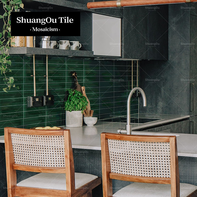 Gạch Mosaic Gốm Sứ Rạn Băng Dạng Thanh Dài Ốp Tường Bếp Phòng Tắm Cung Cấp Từ Nhà Máy