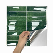 Miếng dán gạch ốp tường bếp tự dính có thể tháo rời 12 inch hình chữ nhật màu xanh lá