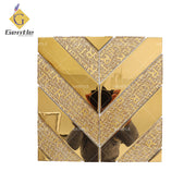 Gạch Mosaic Thủy Tinh Ánh Kim Họa Tiết Xương Cá Màu Vàng