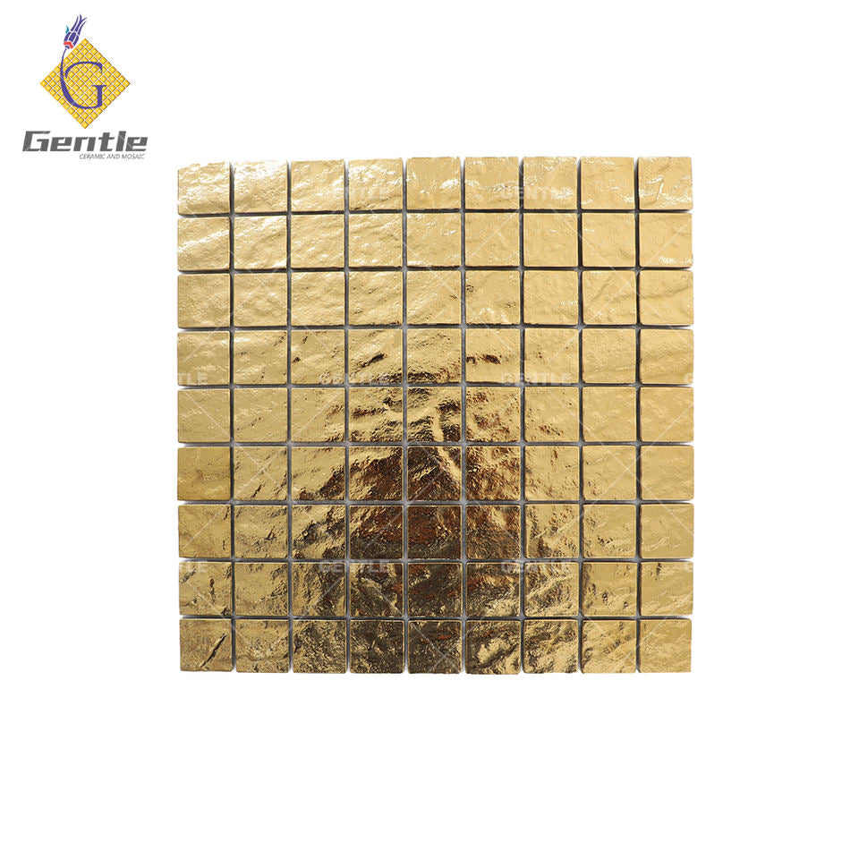 Gạch Mosaic Thủy Tinh Ánh Kim Vân Đá Cẩm Thạch Dập Nổi Vàng