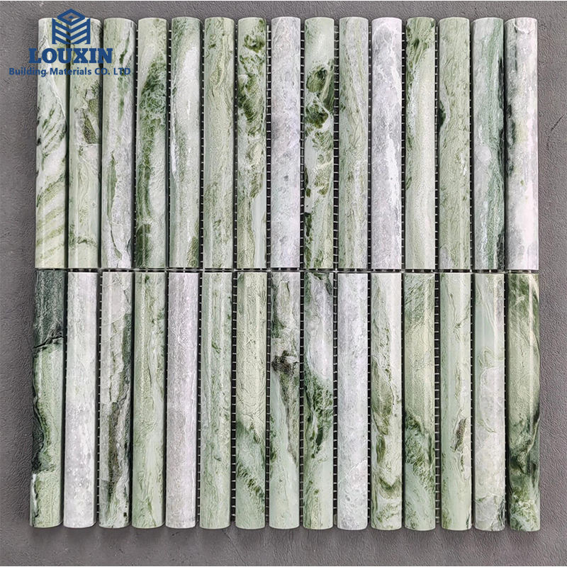 Ưu đãi hấp dẫn: Gạch mosaic đá cẩm thạch xanh tự nhiên vân rãnh 3D ốp lát sàn và tường cho phòng tắm và bếp