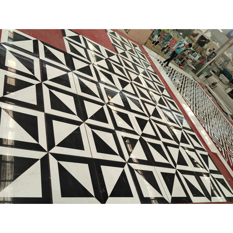 SH STONE Gạch Mosaic Đá Cẩm Thạch Đen Trắng Tự Nhiên Đánh Bóng, Dùng Cho Ốp Tường Bếp, Lát Sàn và Tường Phòng Tắm