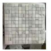 Gạch Mosaic Đá Cẩm Thạch Trắng Pha Lê Khắc Nước Với Khảm Đồng, Trang Trí Đá Thanh Lịch